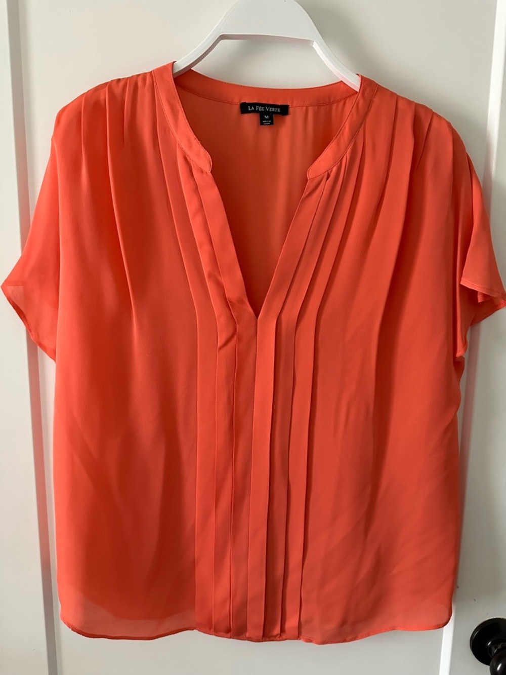 La Fée Verte Coral Pintuck V-Neck Blouse